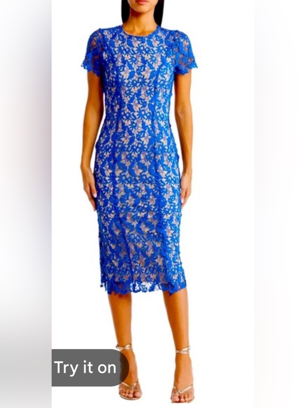 ASOS Royal Blue Floral Lace Midi Dress